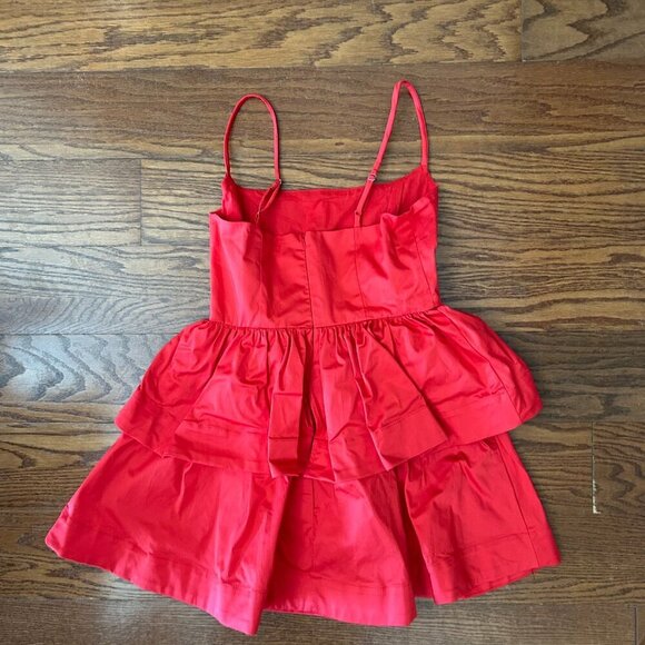 New With Tags Tiered Poplin Ruffle Mini Dress Size Medium Party Flirty Coquette - Picture 8 of 15